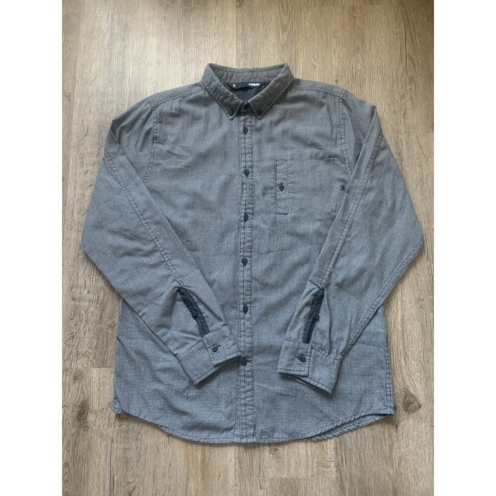 COMUNE Gray/Black Check Button-Up Shirt Men’s L Long Sleeve Casual Indie Y2K